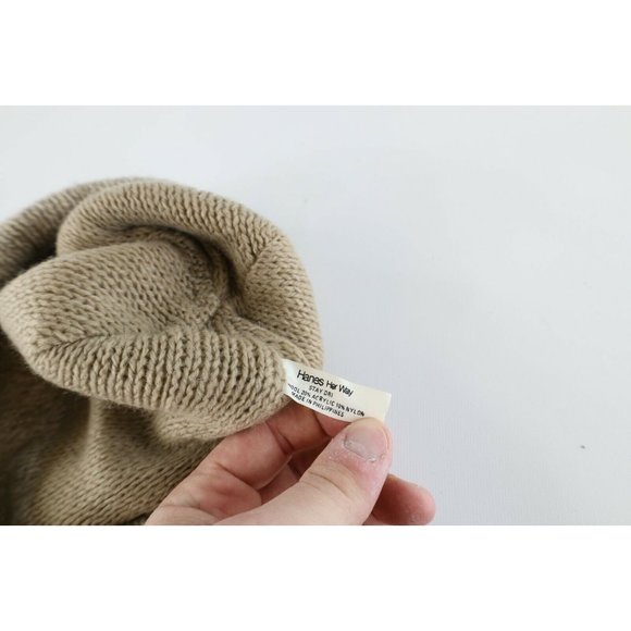 Vintage 90s Streetwear Grunge Wool Winter Beanie Hat Cap Oatmeal Brown Womens main image 5